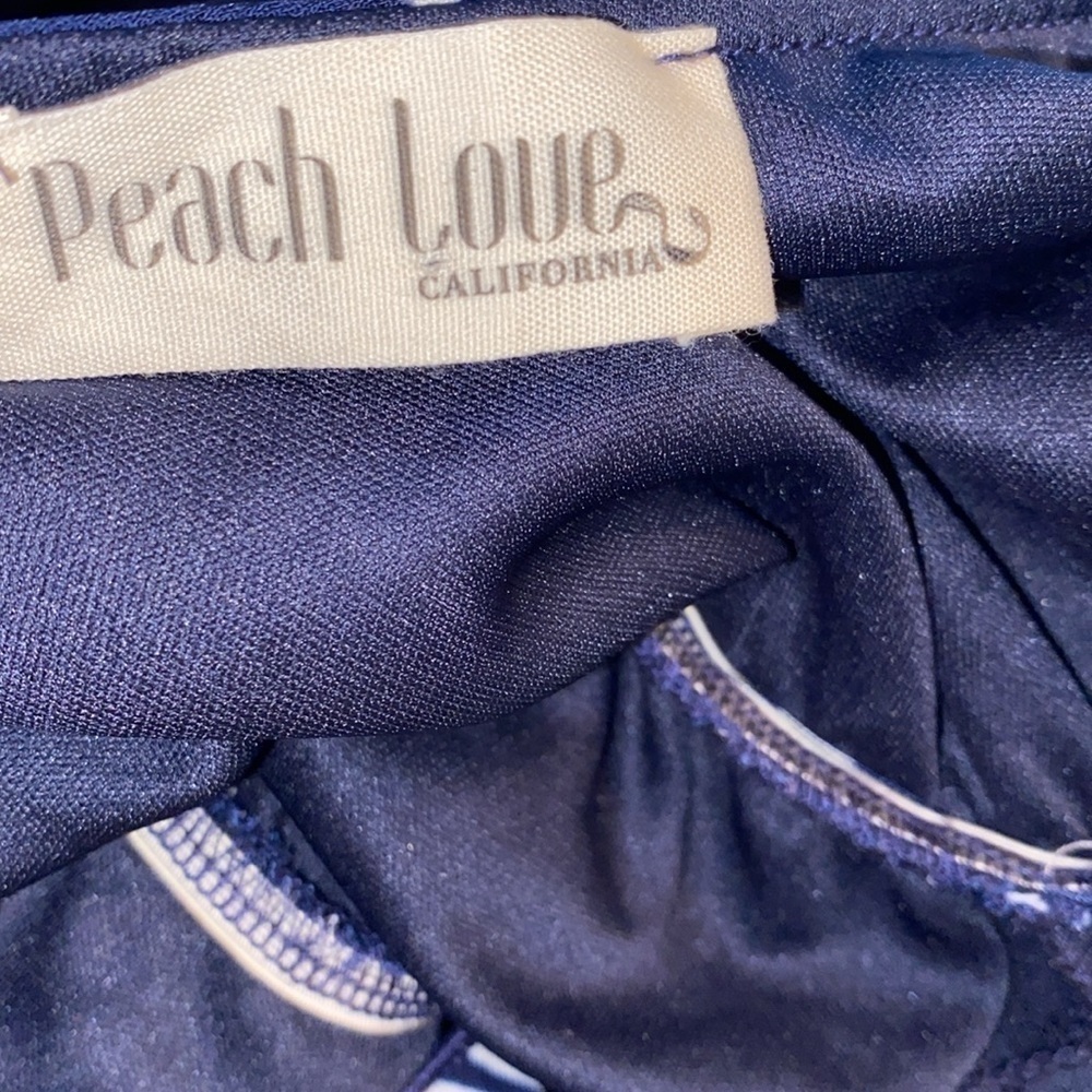 Peach Love blue striped pant romper jumpsuit size medium - Picture 7 of 10